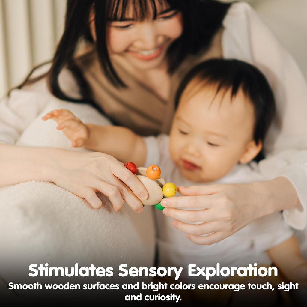 PlanToys® Wooden Pull & Grasp Baby Toy Montessori Sensory Kids Activity Set