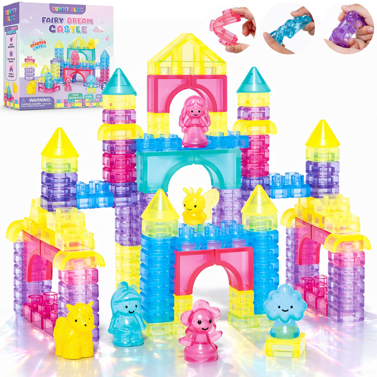 40 PCS Sensory Soft Building Blocks for Kids, Gummy Squishy Stacking Toy 3+