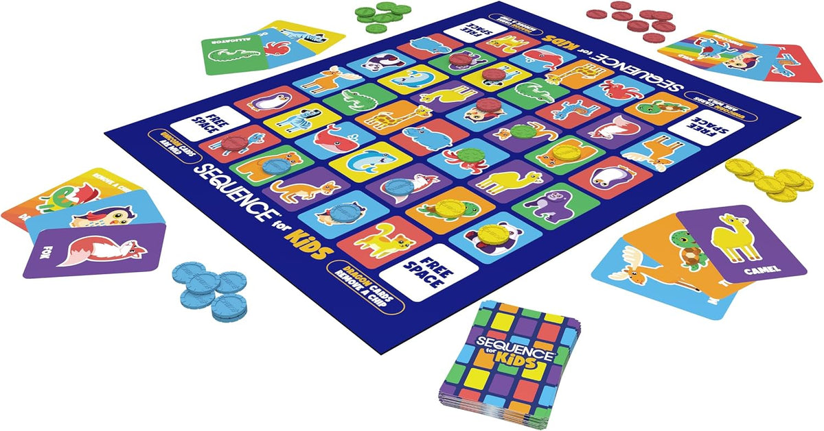 Jax SEQUENCE for Kids -- The 'No Reading Required' Strategy Game by Jax and Goliath, Multi Color, 11 inches (2-4 players) (Packaging May Vary)