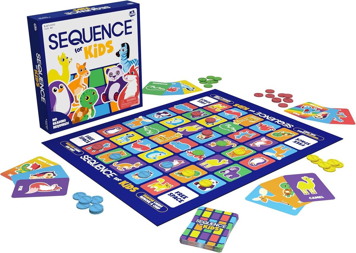 Jax SEQUENCE for Kids -- The 'No Reading Required' Strategy Game by Jax and Goliath, Multi Color, 11 inches (2-4 players) (Packaging May Vary)