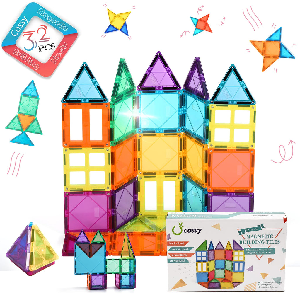 cossy 120Pcs Magnetic Tiles Magnetic 3D Building Blocks Set, Construction Toys for 3 4 5 6 7 8 Year Old Boy and Girl with Stronger Magnets, Educational Toys, Recreational, Conventional