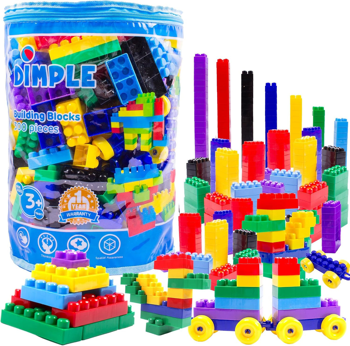 Dimple 300 Piece Large Building Blocks for Toddlers, Kids Interlocking Toys