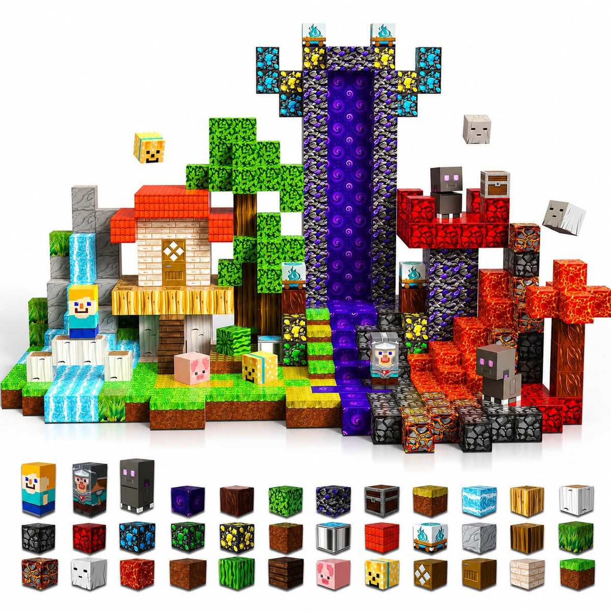 Magneverse 200 PCS 0.8in Magnetic Blocks - Magnet Toys for Kids, Magnetic Building Blocks Cubes, Stacking Magnets, School STEM Toys Birthday Gifts for Boys and Girls Age 3+ Years Old (Theme: Portal)