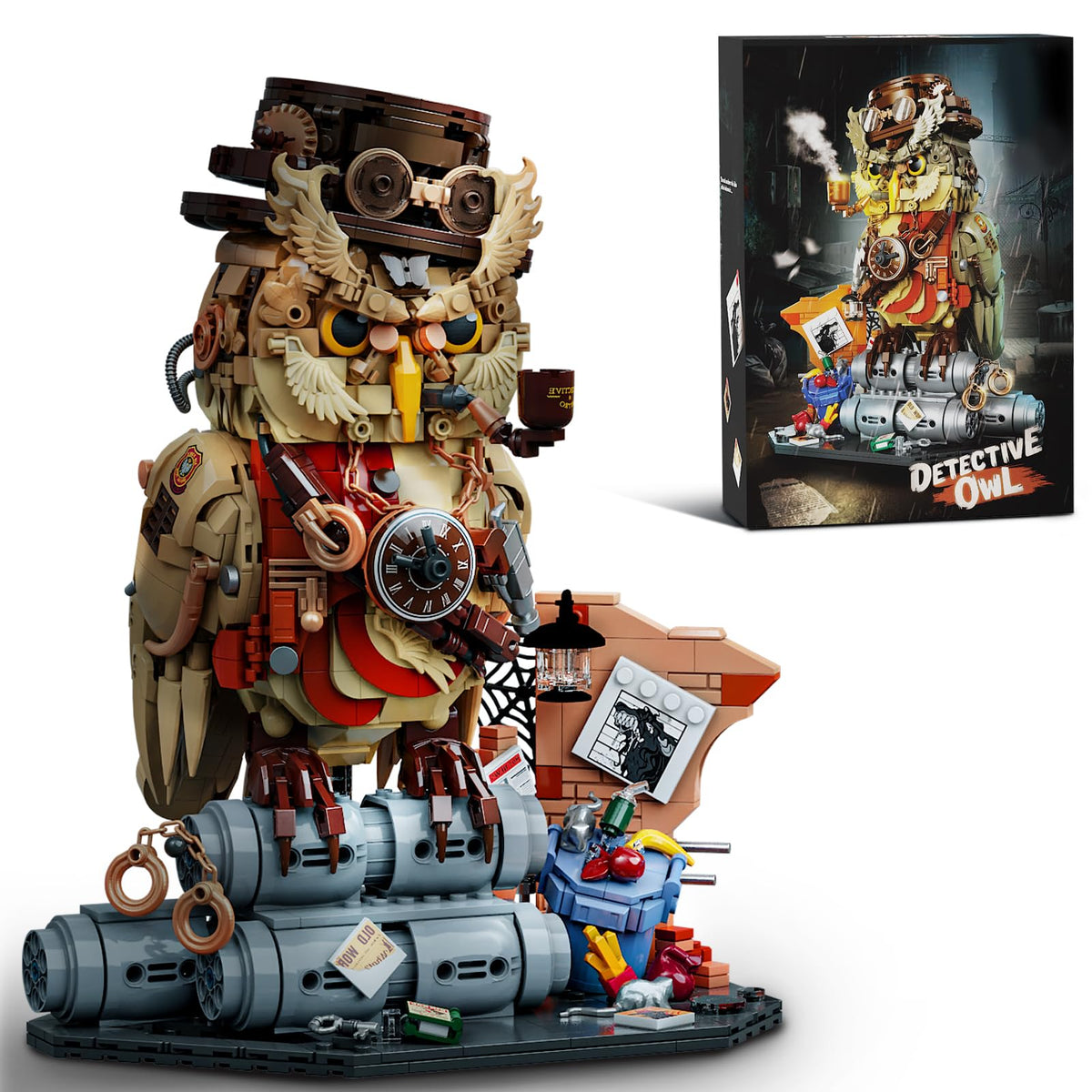 Ideas Detective Owl Building Block Set for Adults, 1286pcs Birds Animals Model Toys for Home & Office Decor for Boys 8-14, Christmas Birthday Gifts for Teens Kids