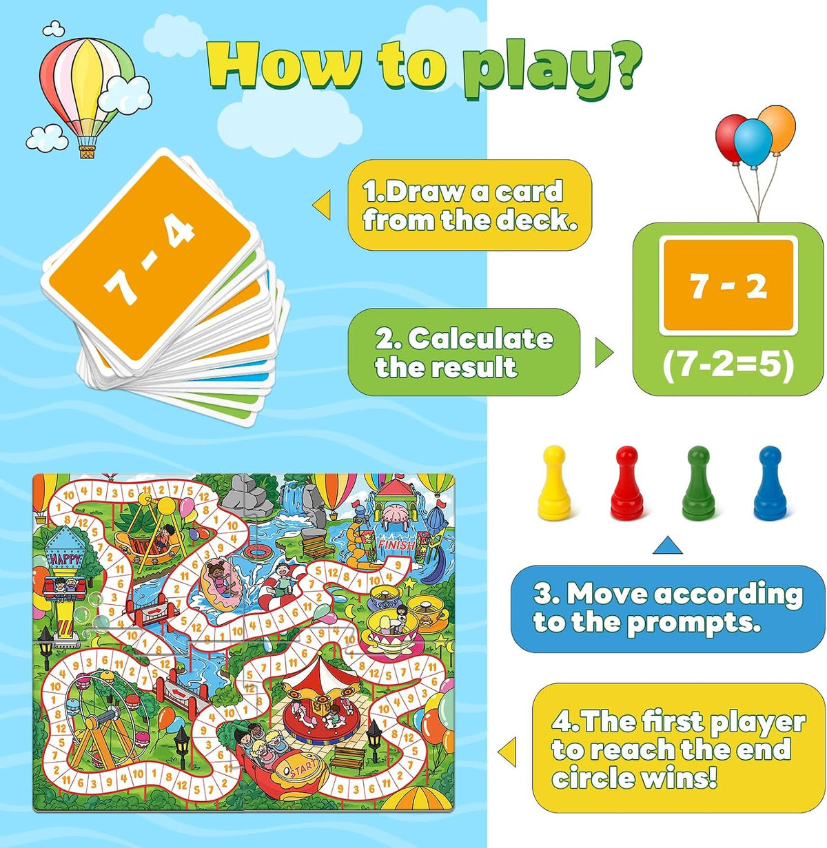Broytain Addition and Subtraction Math Games for Kids,Addition & Subtraction,Educational Learning Board Games for Boys and Girls Ages 5 6 7 8,Classroom Travel Indoor Outdoor Family Games