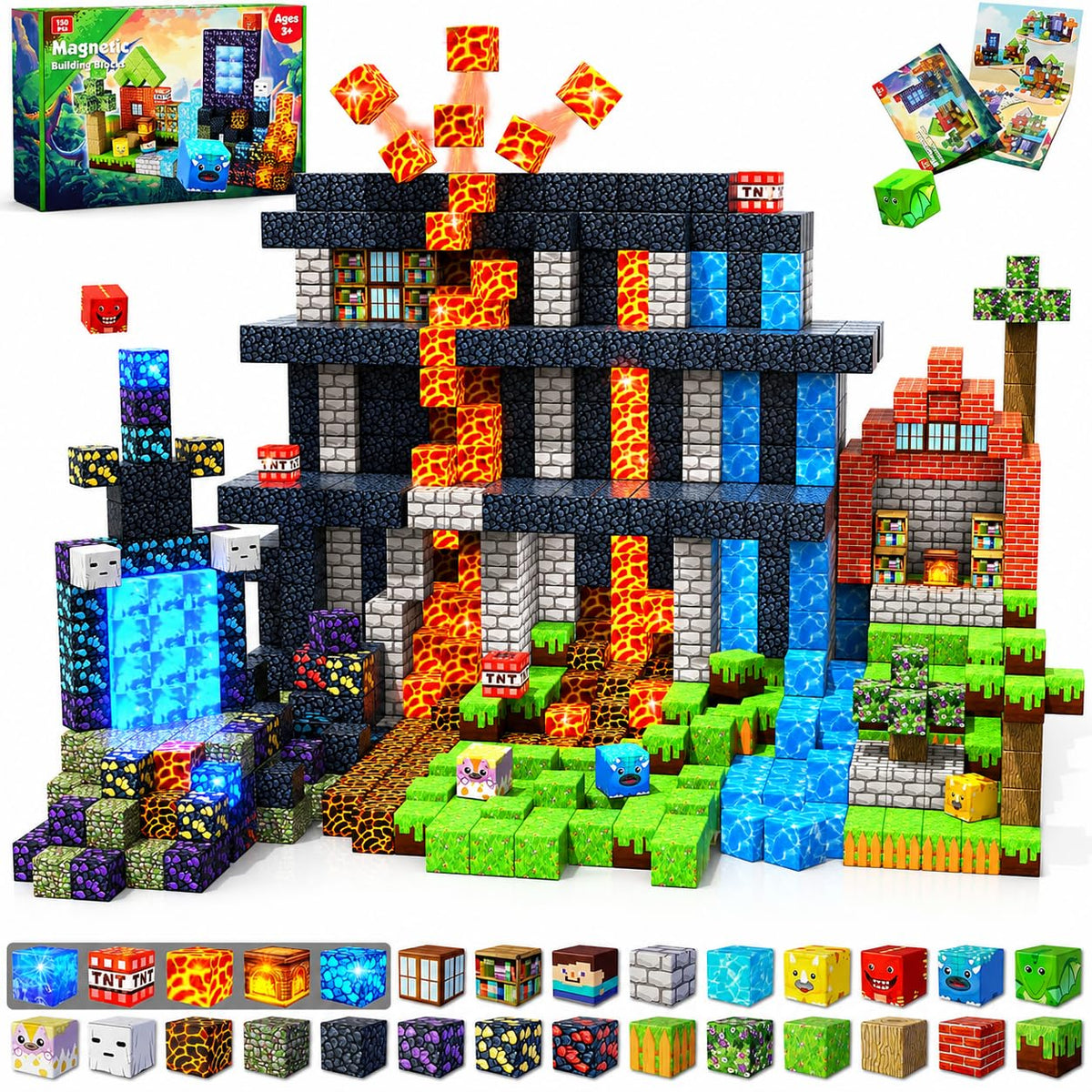 GraceDuck 300 PCS Magnetic Blocks - Magnetic Building Blocks, Stacking Magnets for Kids, Sensory Toy for STEM Montessori Sensory Toys for Kids 3+ Boys Easter Gifts for Kids
