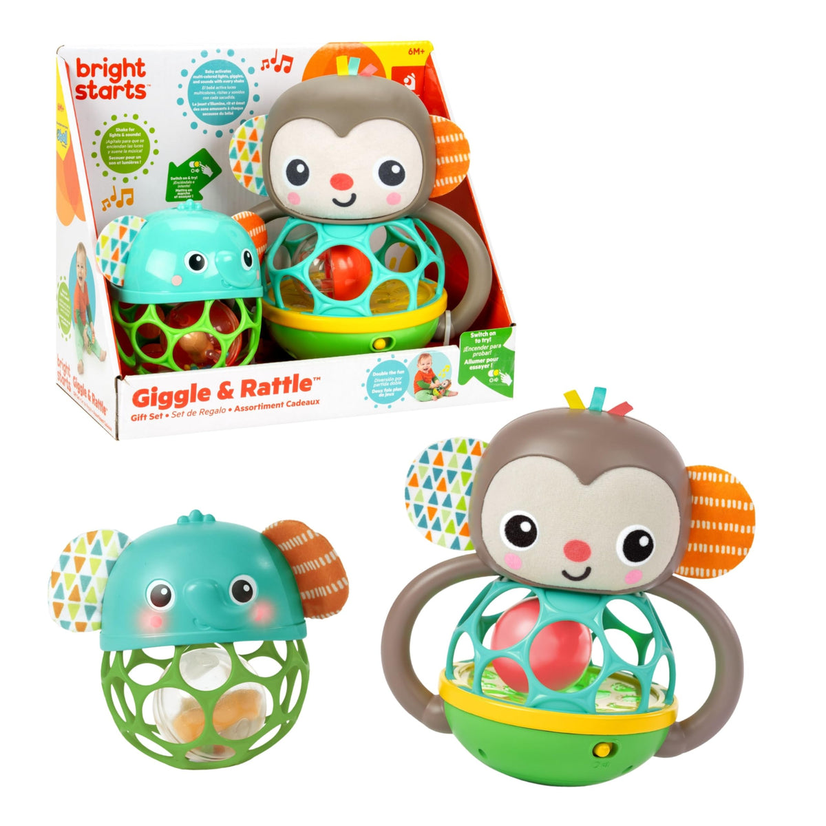 Bright Starts Oball Easy Grasp Classic Ball BPA-Free Infant Toy in Red, Yellow, Green, Blue, Age Newborn and up, 4 Inches