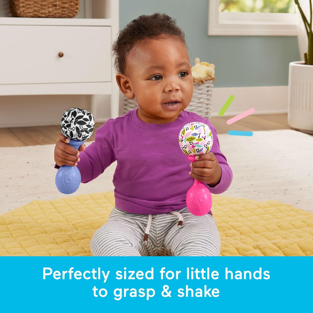 Fisher-Price Rattle ‘n Rock Maracas Set Baby Toys, Ages 3+ Months