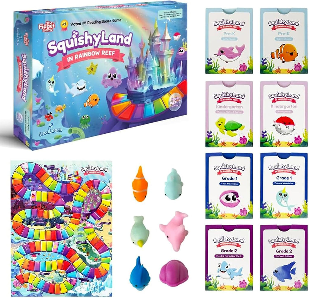 The Fidget Game SquishyLand in Rainbow Reef Board Game, Pre-K to 2nd Grade