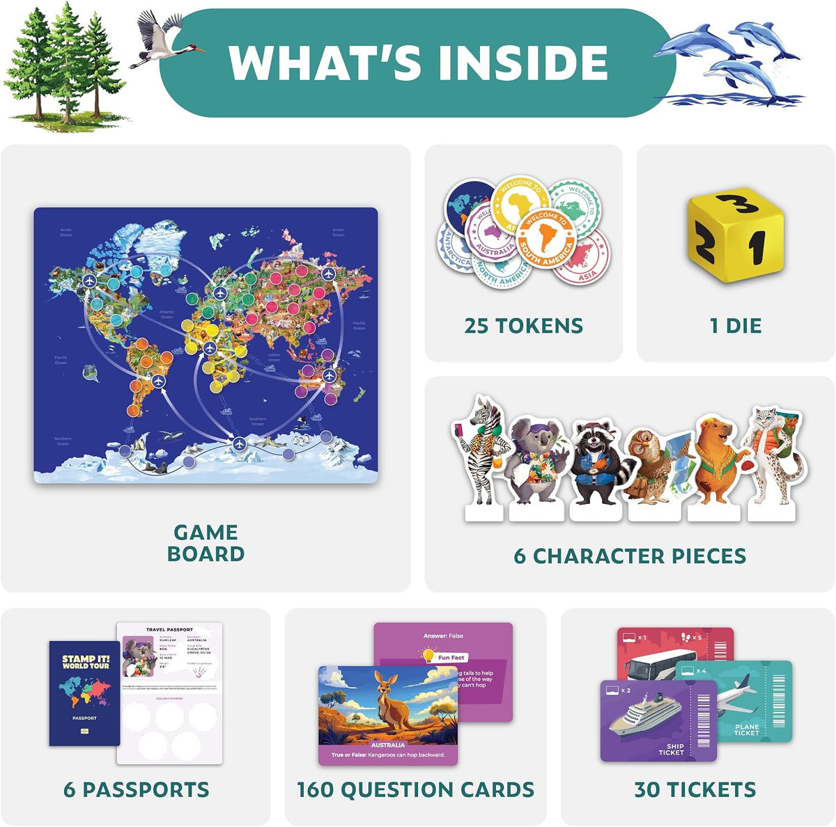 Stamp It! World Tour, Educational Map Geography Board Game for Kids 8-12