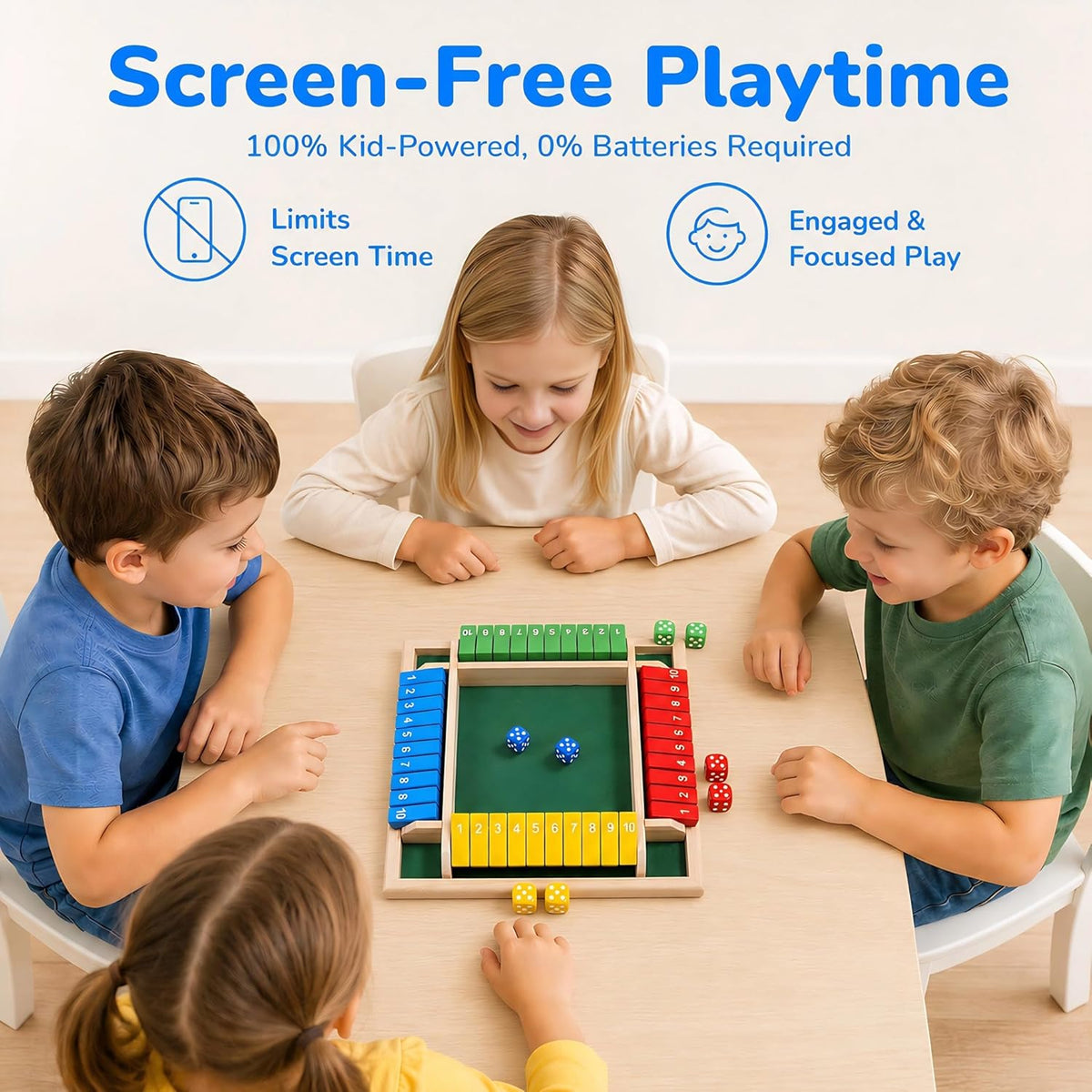 Shut The Box Classic Dice Board Game With Math Strategy For Family