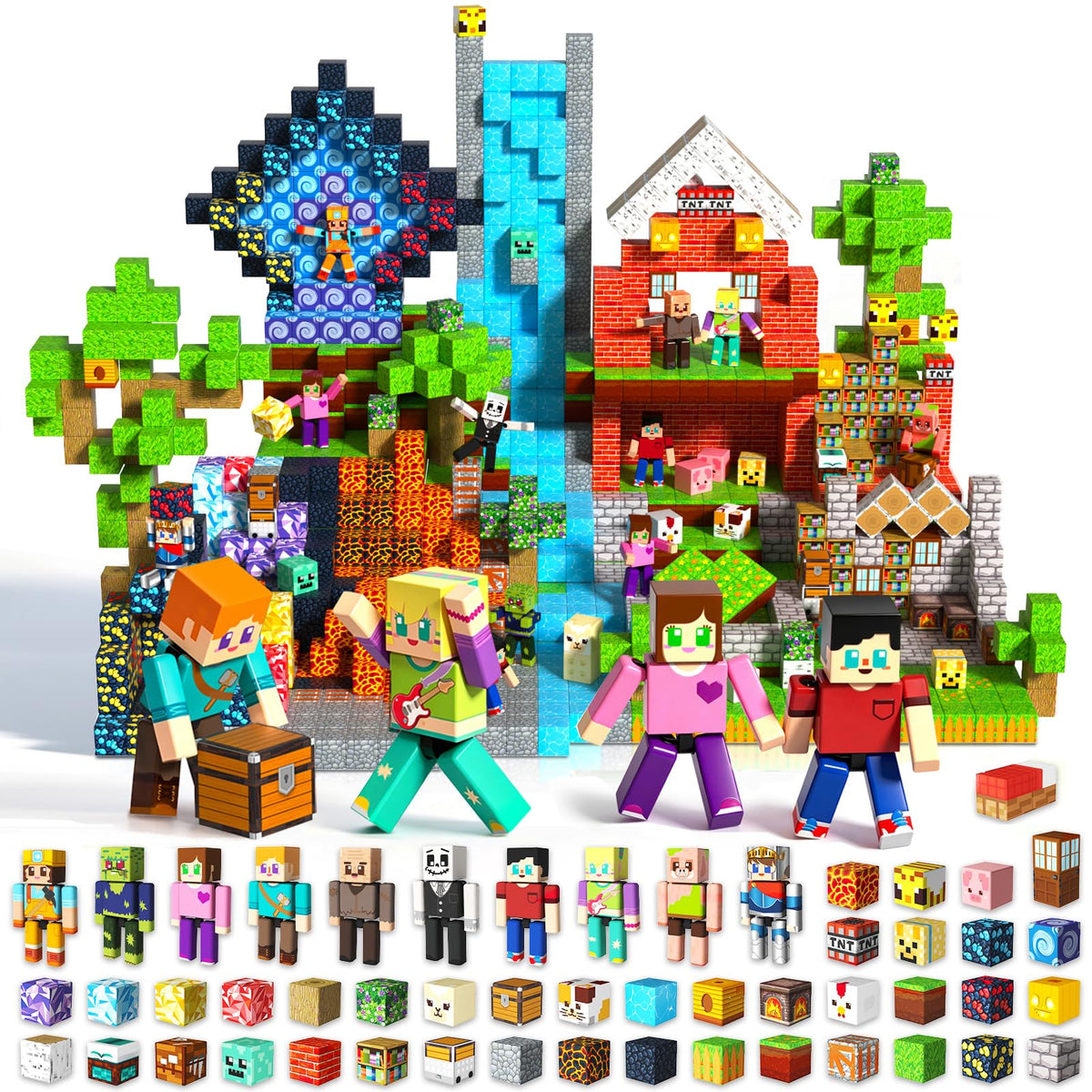 Magneverse 20Pcs Magnetic Action Figures Playset - Magnetic Building Blocks