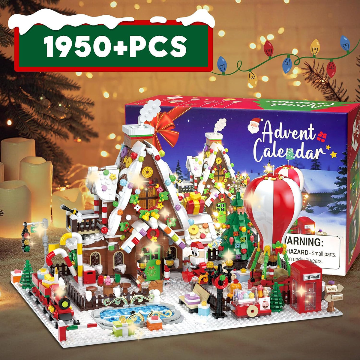 Advent Calendar 2026 Building Blocks, 1950+ PCS Gingerbread House Kit