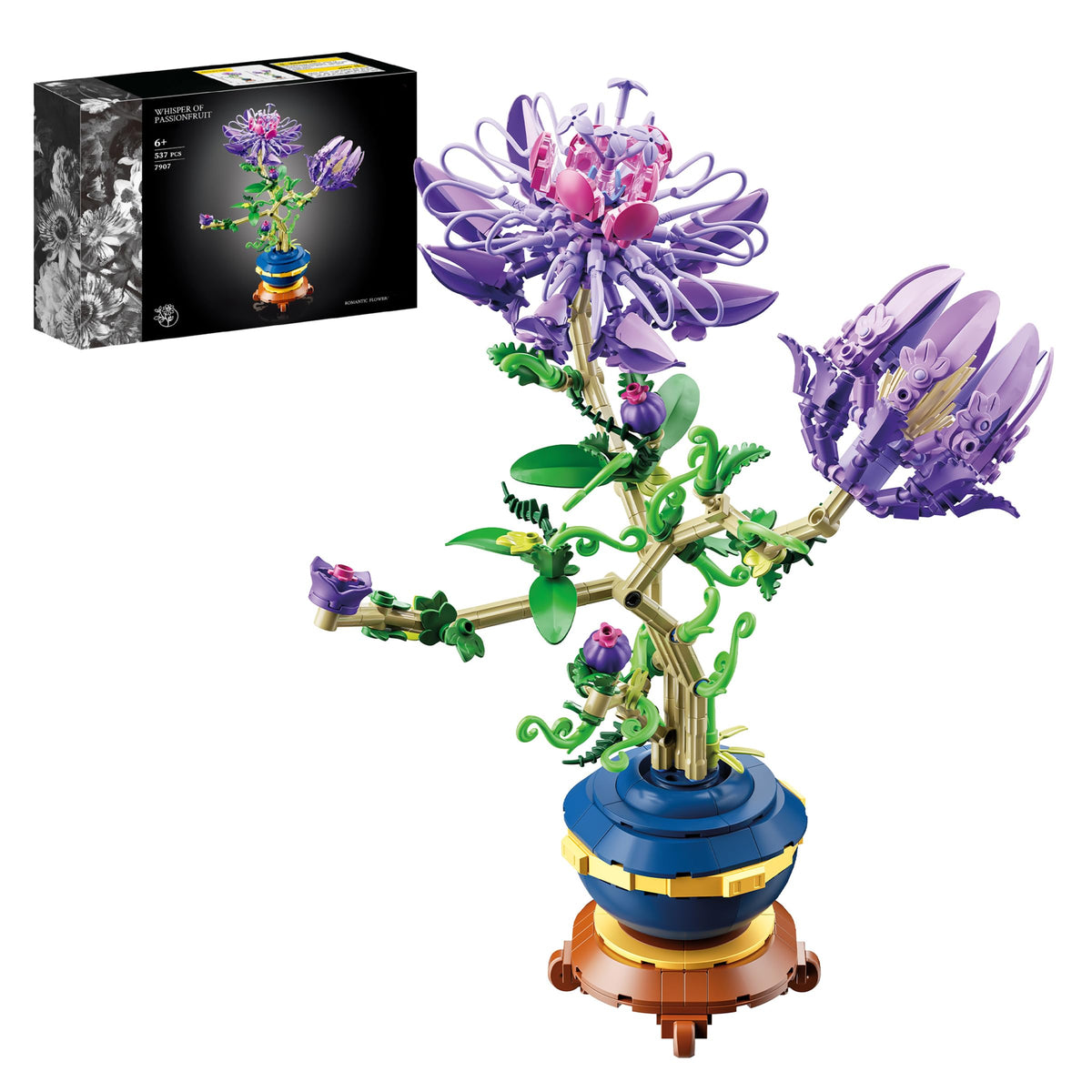 Red Iris Flower Blossom Botanicals Potted Building Block Set (505pcs)