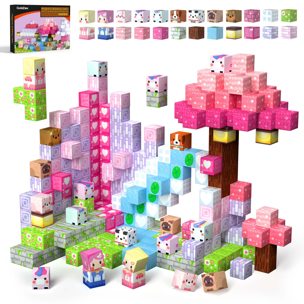 GobiDex 100PCS Magnetic Blocks Kid Building Toys for 3+ Years Old Girls