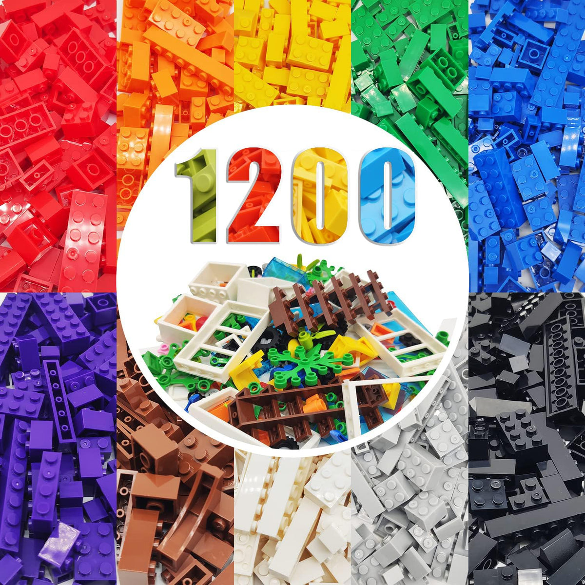 1500 Pieces Classic Building Bricks - Bulk Blocks Set Compatible with Major Brands - Creative STEM Educational Construction Toys, Mixed Colors & Shapes for Boys Girls Ages 6+