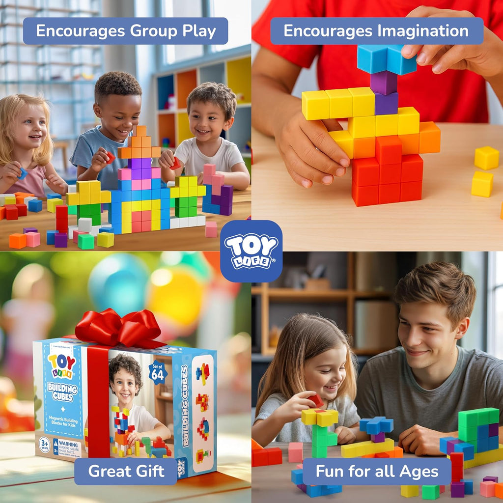 TOY Life Primary Magnetic Blocks, 64-Piece STEM Set, Ages 3-8