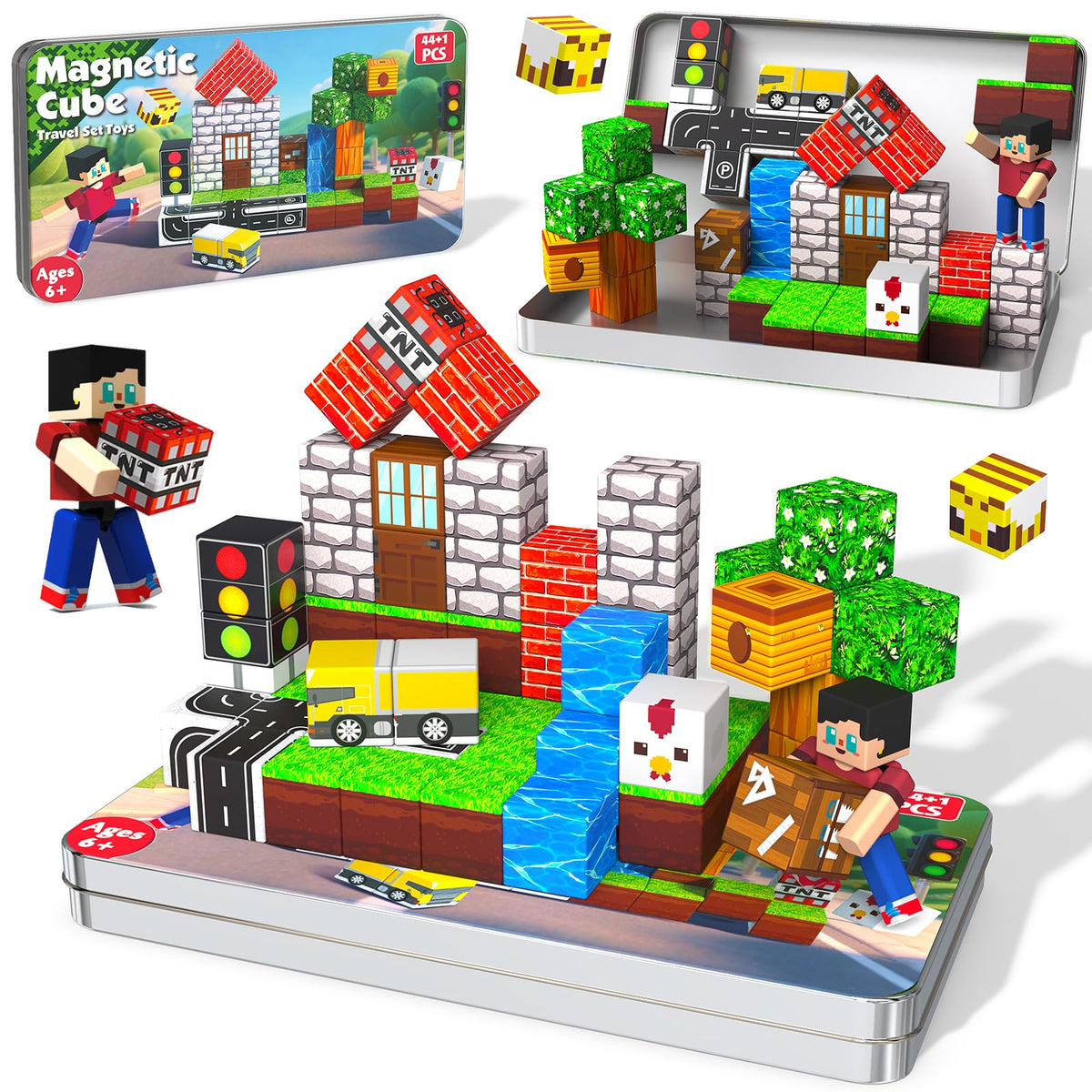 Magneverse 20Pcs Magnetic Action Figures Playset - Magnetic Building Blocks