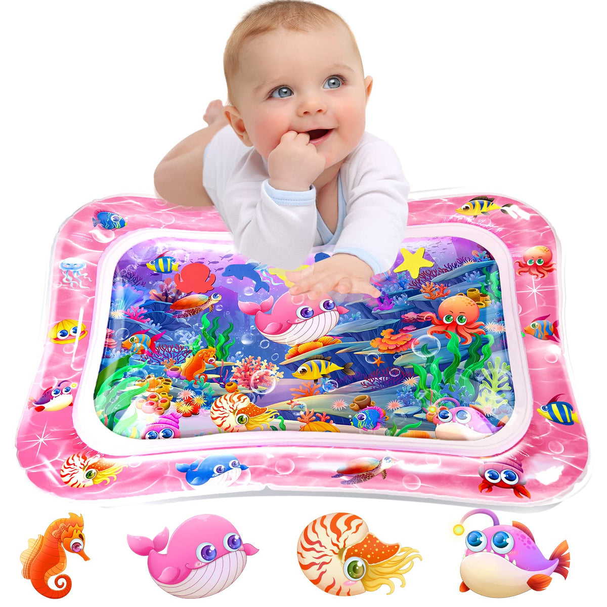 Infinno Inflatable Tummy Time Water Mat, Baby Sensory Toys 3-24 Months