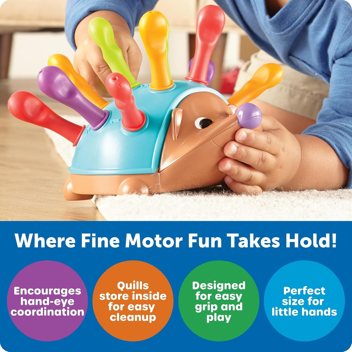 Learning Resources Spike The Fine Motor Hedgehog - Toddler Montessori Toys, Stacking Shape, Gifts for Boys and Girls, Sorting and Matching Skill Activities, Educational Games, Kindergarten