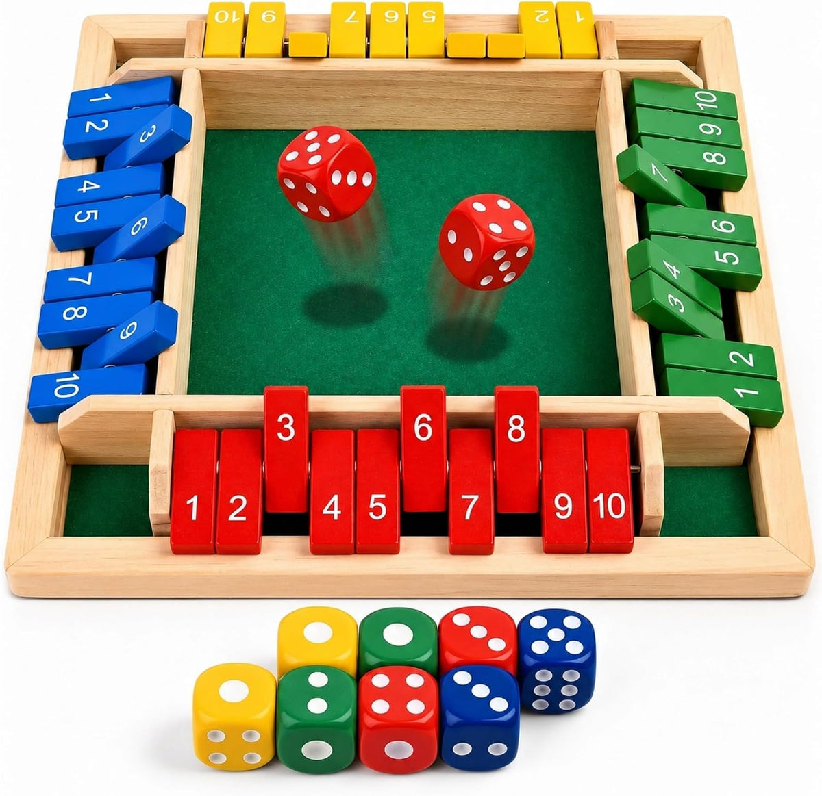 Shut The Box Classic Dice Board Game With Math Strategy For Family