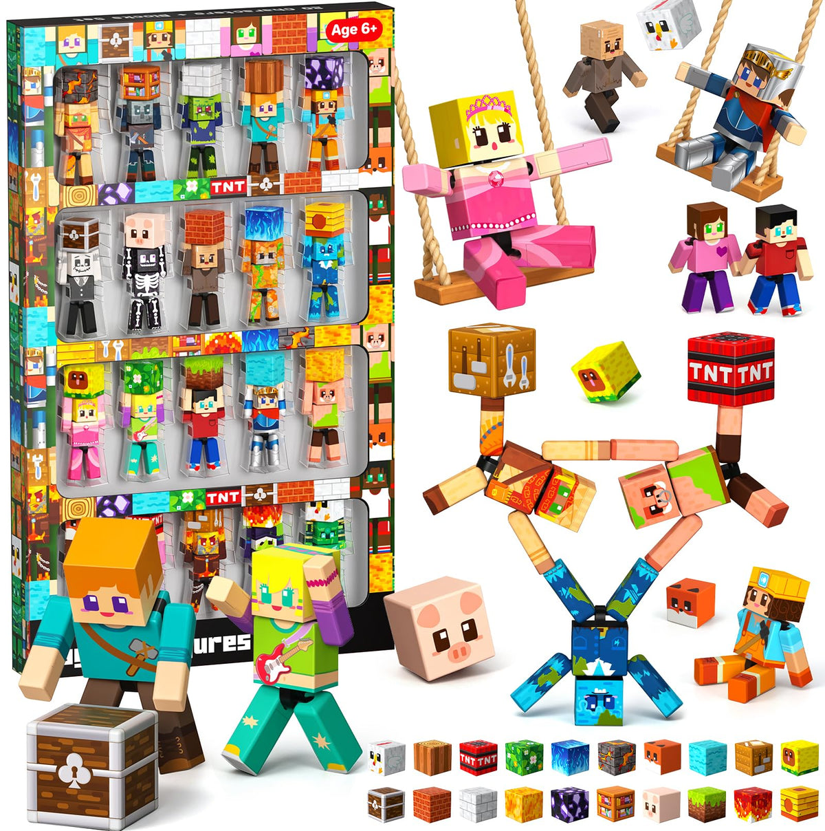 Magneverse 20Pcs Magnetic Action Figures Playset - Magnetic Building Blocks