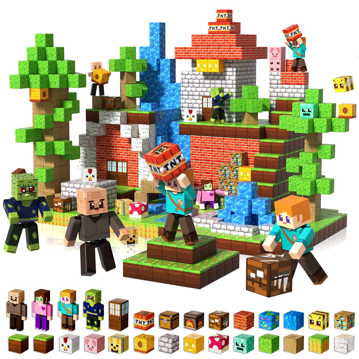 Magneverse 20Pcs Magnetic Action Figures Playset - Magnetic Building Blocks