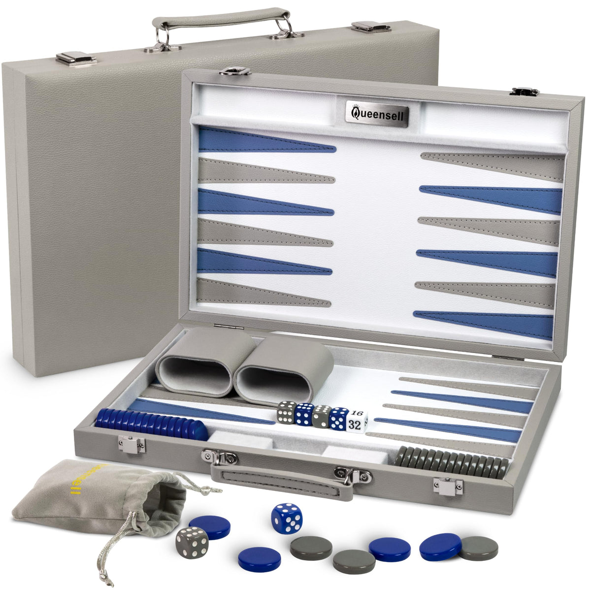 Large Backgammon Sets for Adults - Classic Board Games for 2 Players Adults and Kids - Premium Backgammon Set 15 inch Board and 32 Backgammon Pieces in Quality PU Leather Case - Gift for Man