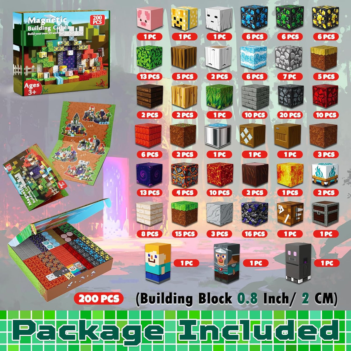 200PCS Magnetic Blocks - Magnetic Building Blocks Cubes for Kids Ages 4 5 6 7 8, Magnet Toys, STEM Learning Sensory Toys, Stacking Magnets, Birthday Gifts for Boys & Girls Ages 3+