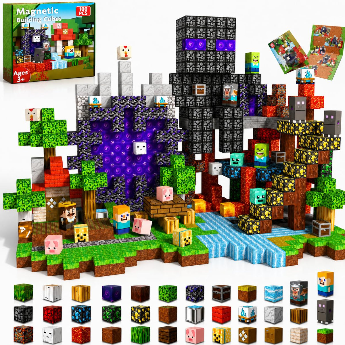 GraceDuck 300 PCS Magnetic Blocks - Magnetic Building Blocks, Stacking Magnets for Kids, Sensory Toy for STEM Montessori Sensory Toys for Kids 3+ Boys Easter Gifts for Kids