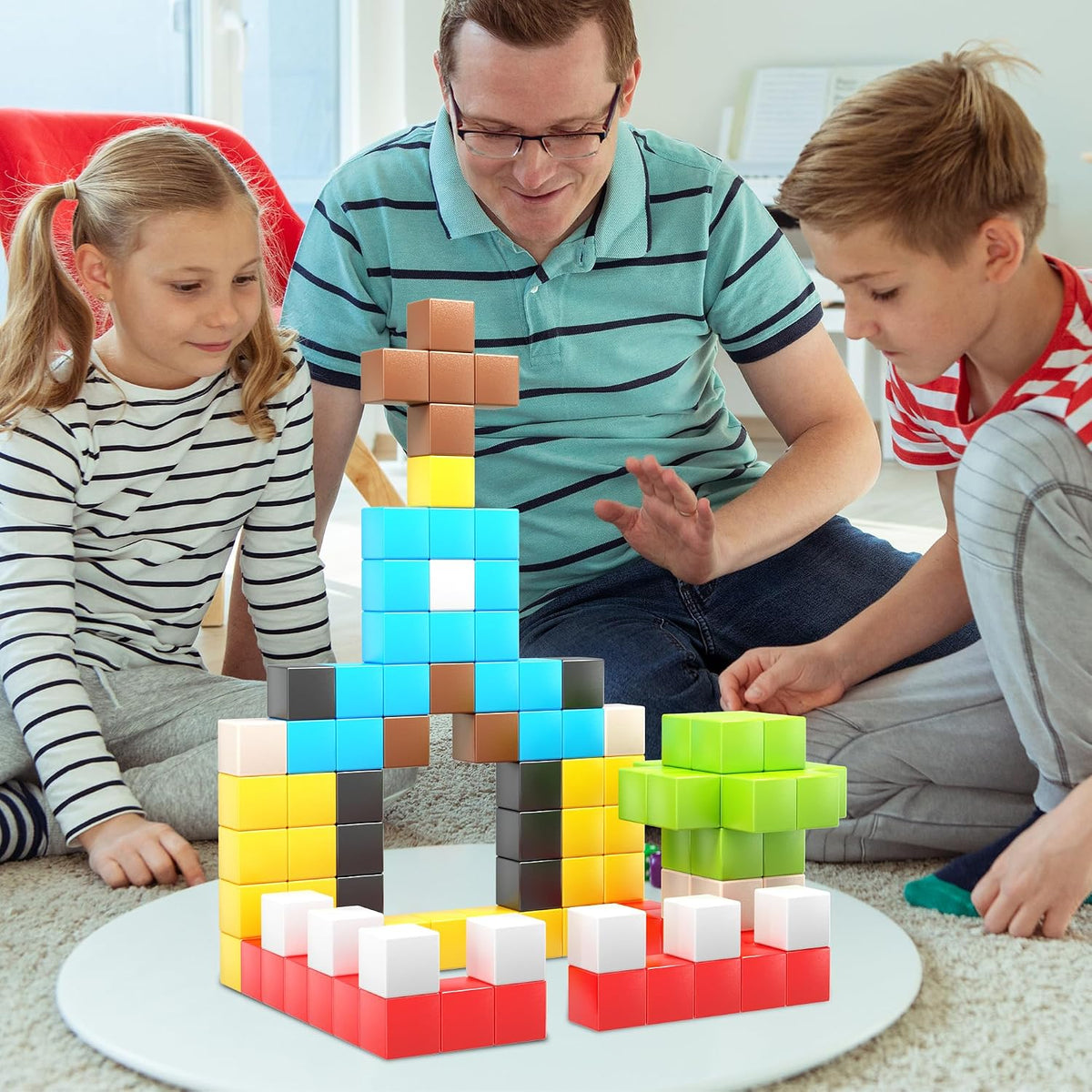 PicassoTiles 108 Piece Magnetic Cubes, 1 Inch STEM Building Set for Kids 3+