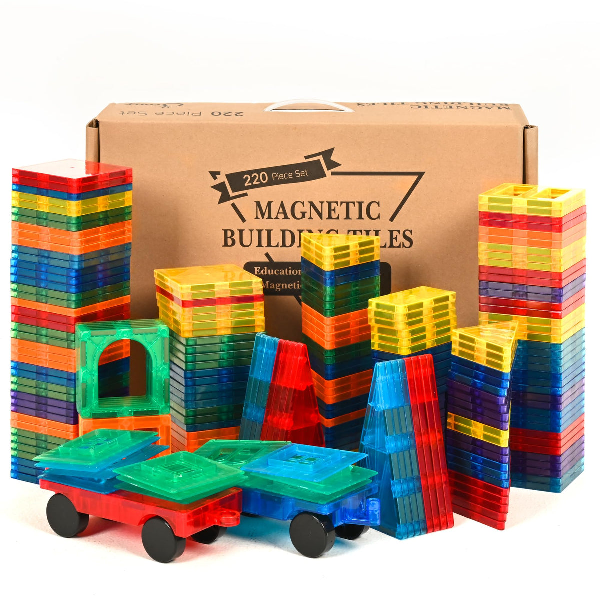 cossy 120Pcs Magnetic Tiles Magnetic 3D Building Blocks Set, Construction Toys for 3 4 5 6 7 8 Year Old Boy and Girl with Stronger Magnets, Educational Toys, Recreational, Conventional