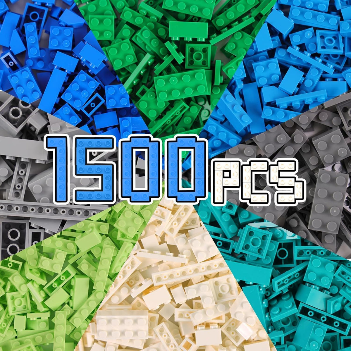 1500 Pieces Classic Building Bricks - Bulk Blocks Set Compatible with Major Brands - Creative STEM Educational Construction Toys, Mixed Colors & Shapes for Boys Girls Ages 6+