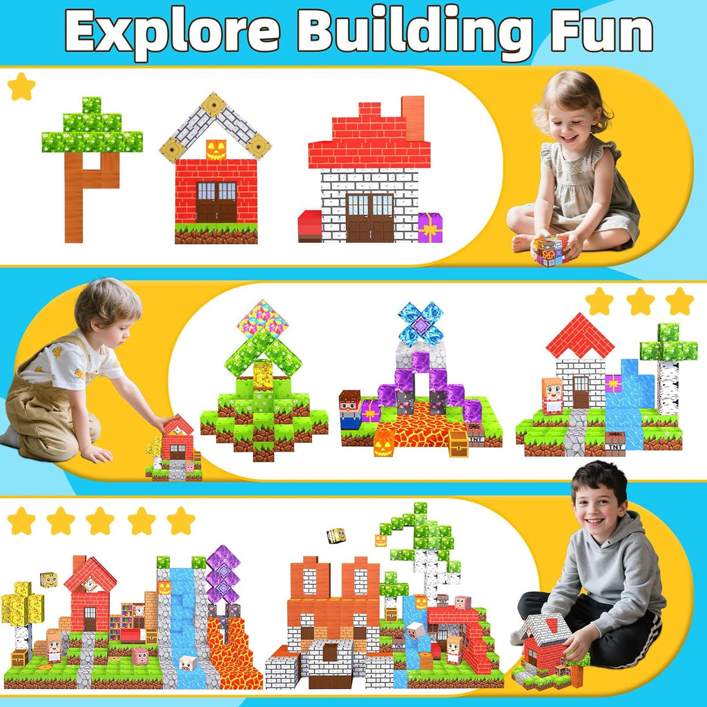 EchoPlan Magnetic Blocks, 200PCS Magnetic Building Blocks for Kids Ages 3+