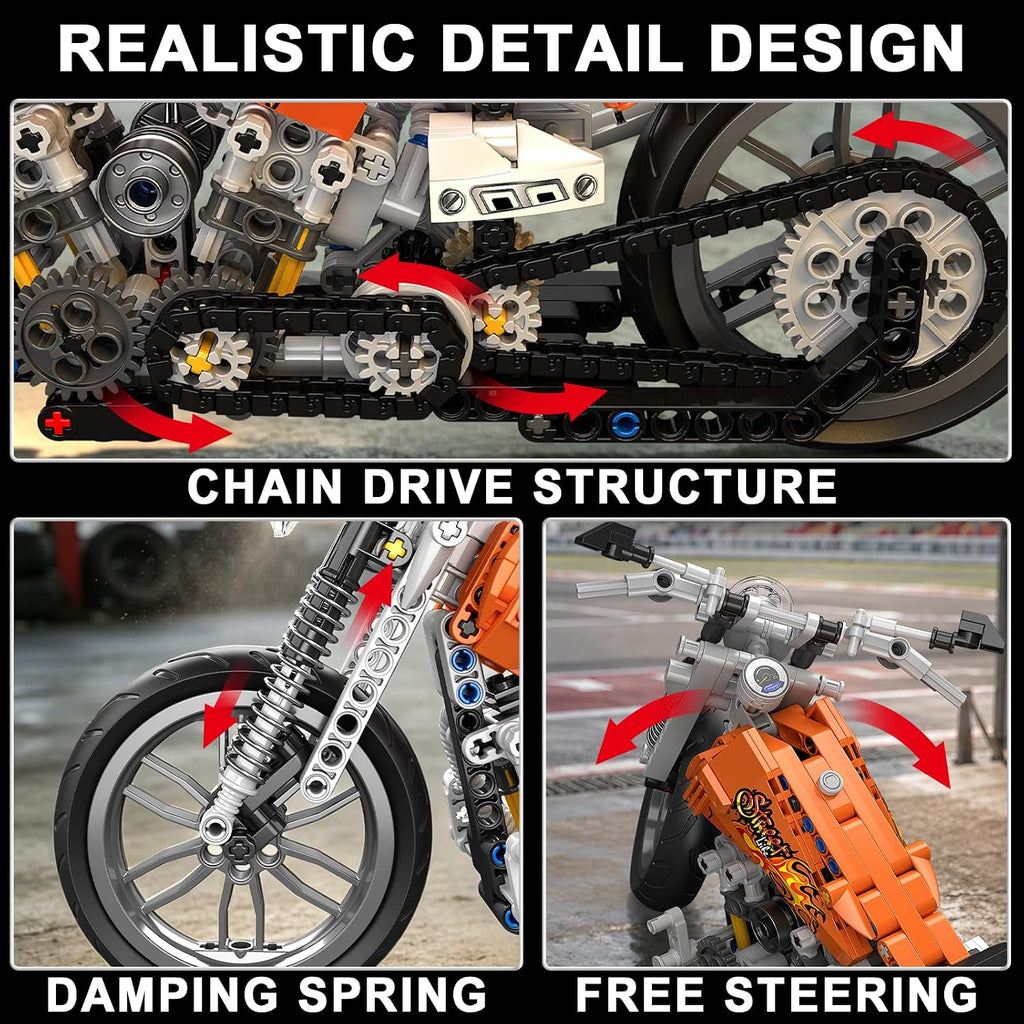 Motorcycle Building Blocks Set for Adults & Boys Age 8-12