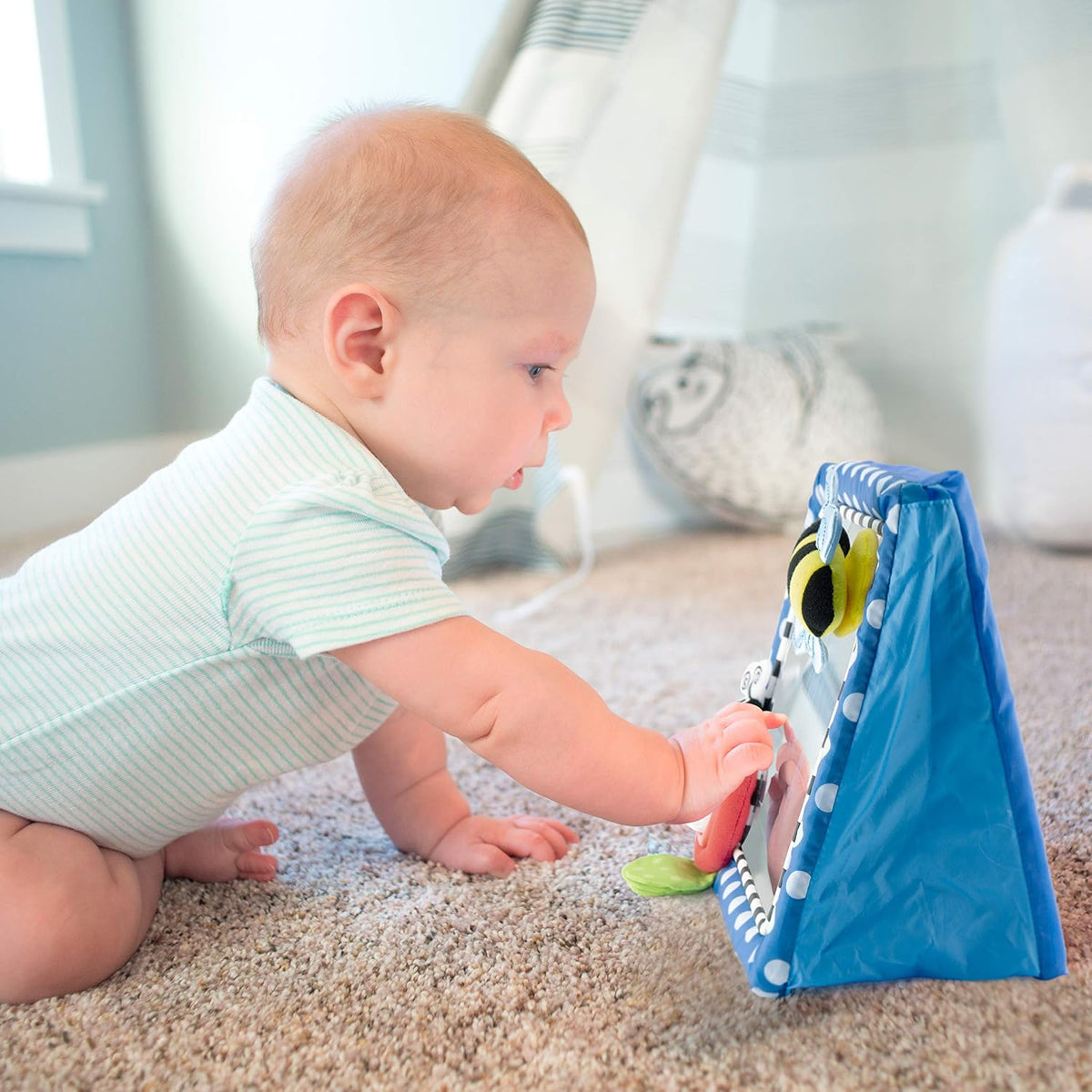 Sassy Tummy Time Floor Mirror, Developmental Baby Toy, Newborn Essential, Great Shower Gift, 0+ months