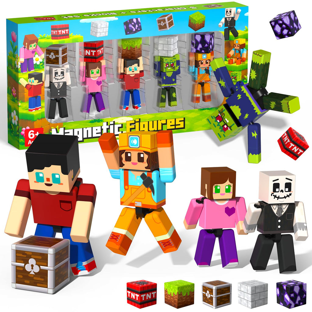 Magneverse 20Pcs Magnetic Action Figures Playset - Magnetic Building Blocks