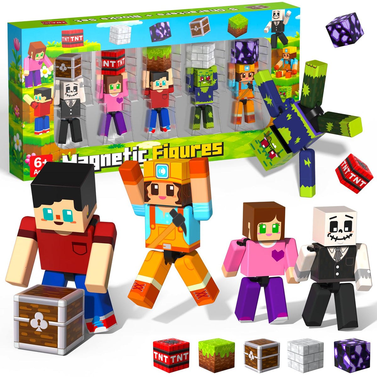 Magneverse 20Pcs Magnetic Action Figures Playset - Magnetic Building Blocks