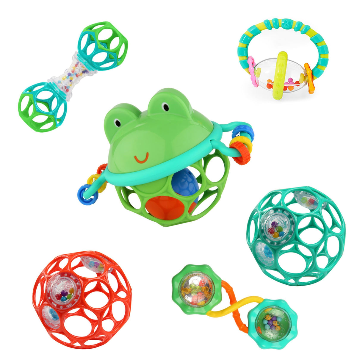 Bright Starts Delightful Duo 2-Pack Gift Set with Easy-Grasp Oball Rattles, Pink, Baby Toys for Newborn and Up