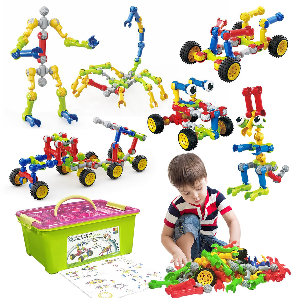Huaker STEM Building Toys for 3 4 5 6 7 8 Year Old Boys Girls Birthday Gift