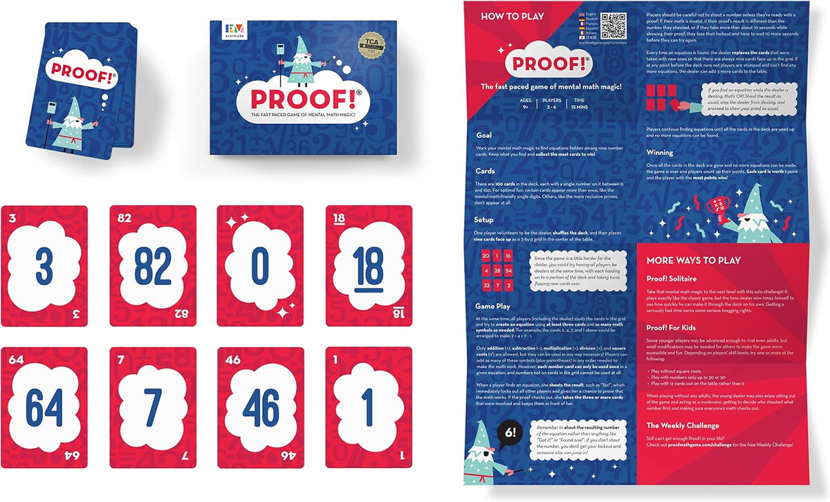 Evermade Proof Math Game - Fast-Paced Mental Math Card Game for Kids Ages 9-12, Teens & Adults - Teacher's Choice Award Winning STEM Educational Game for Family, Classroom & Homeschool