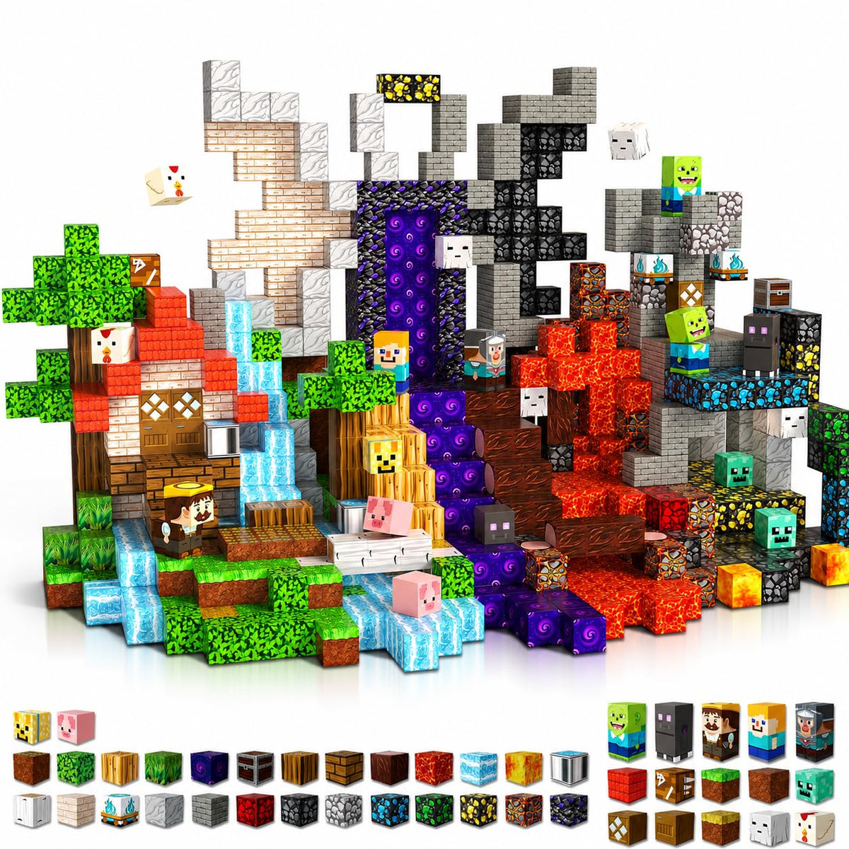 Magneverse 200 PCS 0.8in Magnetic Blocks - Magnet Toys for Kids, Magnetic Building Blocks Cubes, Stacking Magnets, School STEM Toys Birthday Gifts for Boys and Girls Age 3+ Years Old (Theme: Portal)