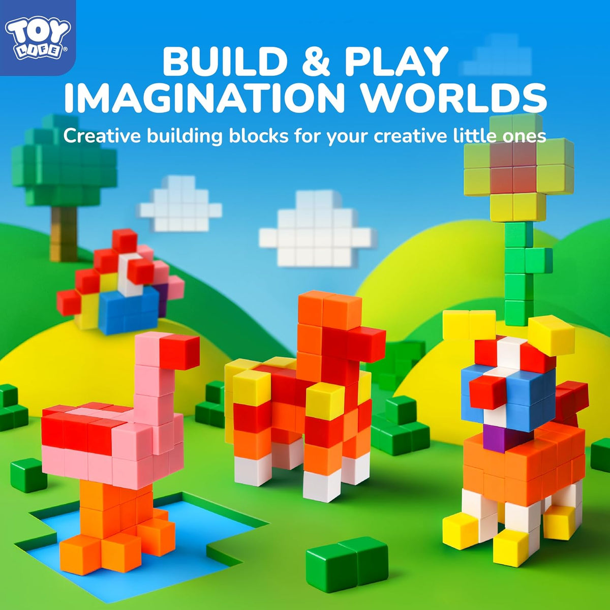TOY Life Primary Magnetic Blocks, 64-Piece STEM Set, Ages 3-8