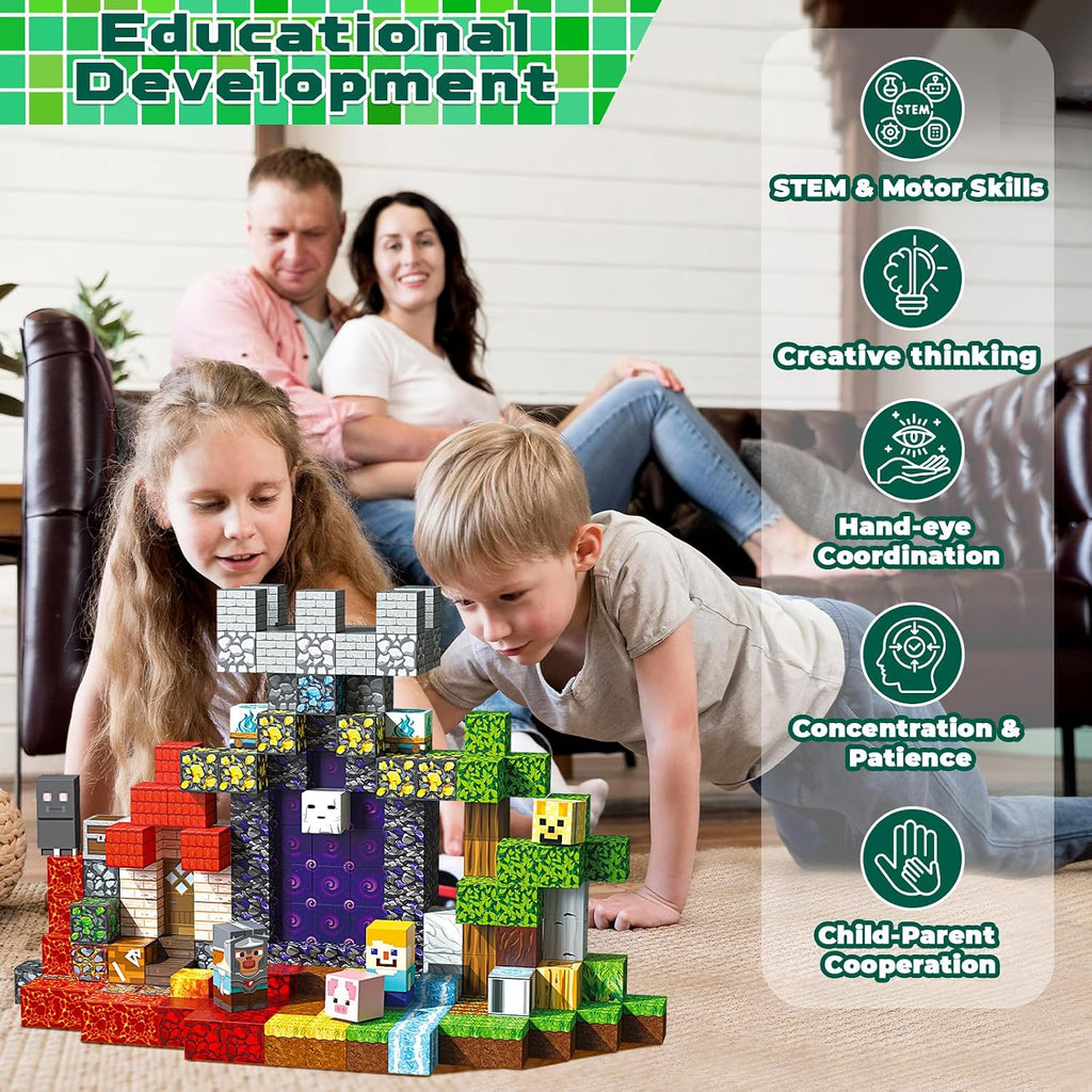 200PCS Magnetic Blocks - Magnetic Building Blocks Cubes for Kids Ages 4 5 6 7 8, Magnet Toys, STEM Learning Sensory Toys, Stacking Magnets, Birthday Gifts for Boys & Girls Ages 3+