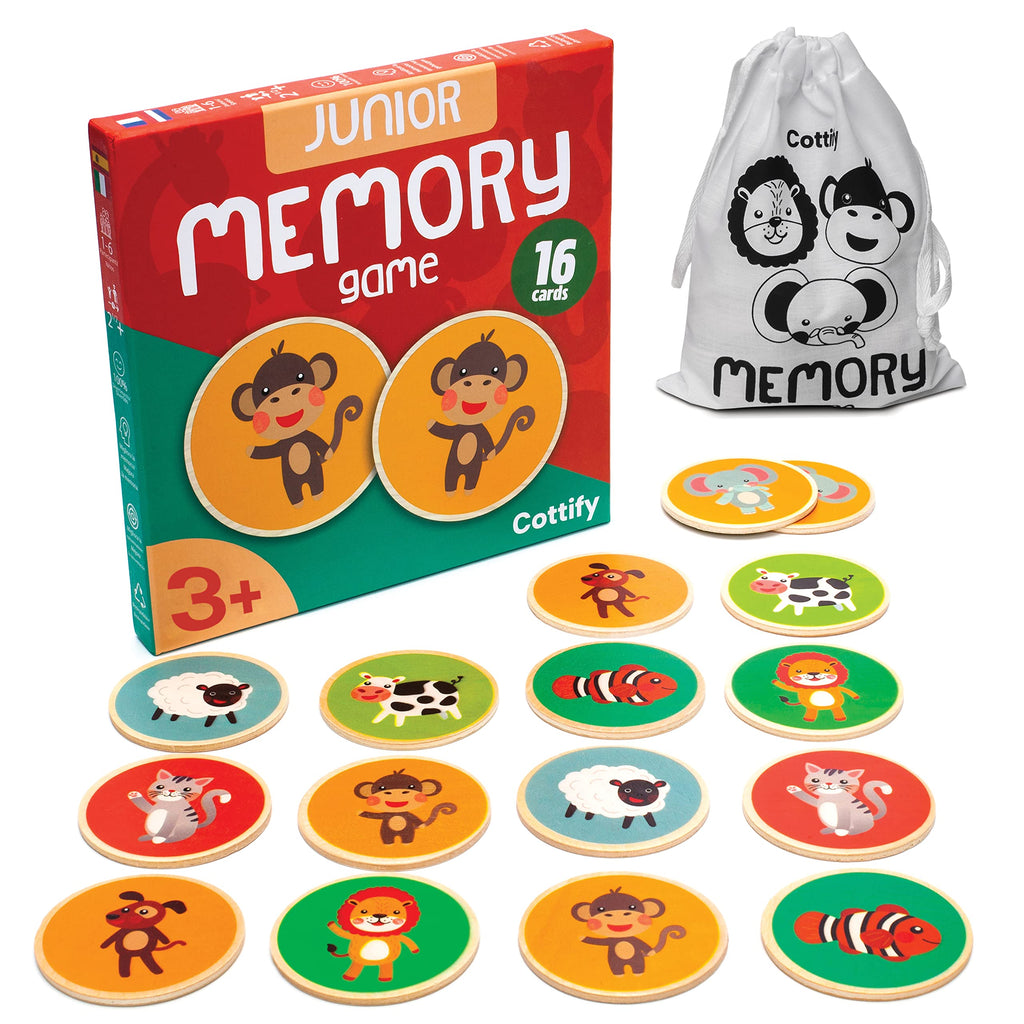 Montessori-Inspired Wooden Matching Game for Toddlers 2-4 Years - Durable, Scratch-Resistant 36 Card Set, Includes Carry Bag - Memory Game for Toddlers 2-4 Years - Cognitive Verbal Skills Development