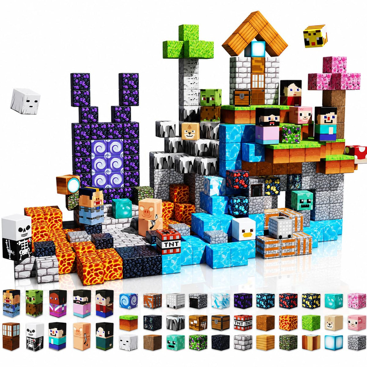 Magneverse 200 PCS 0.8in Magnetic Blocks - Magnet Toys for Kids, Magnetic Building Blocks Cubes, Stacking Magnets, School STEM Toys Birthday Gifts for Boys and Girls Age 3+ Years Old (Theme: Portal)