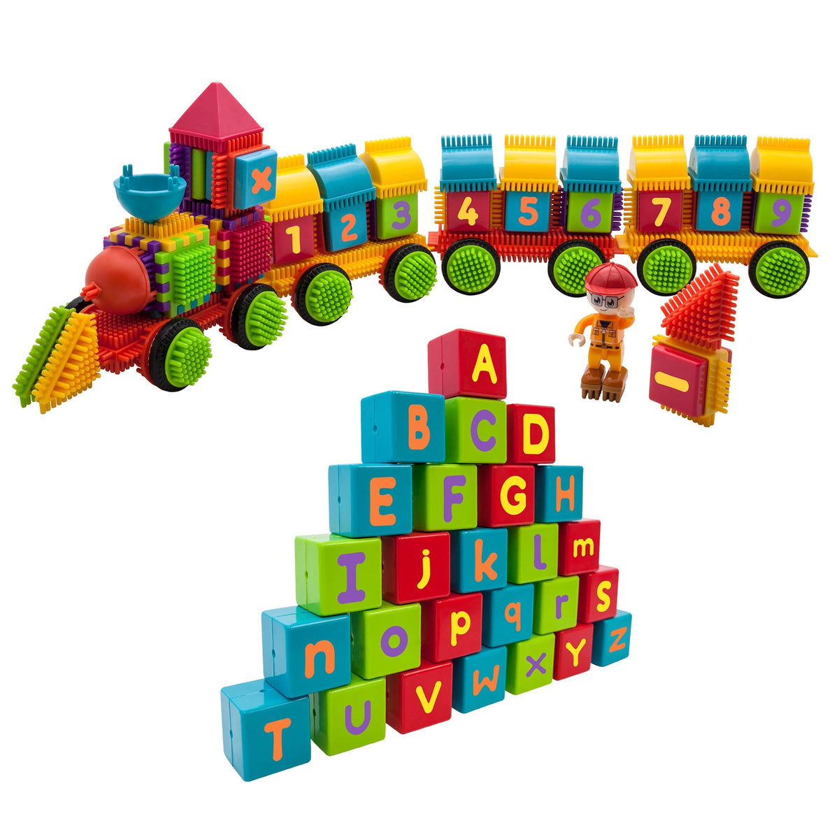 PicassoTiles 240 Piece Hedgehog Bristle Blocks 3D STEM Building Toy Ages 3+