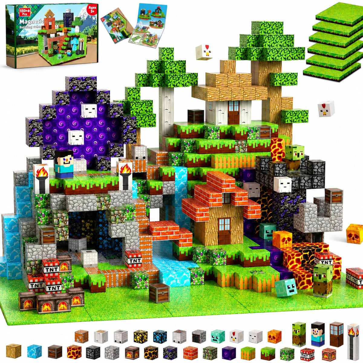 GraceDuck 300 PCS Magnetic Blocks - Magnetic Building Blocks, Stacking Magnets for Kids, Sensory Toy for STEM Montessori Sensory Toys for Kids 3+ Boys Easter Gifts for Kids