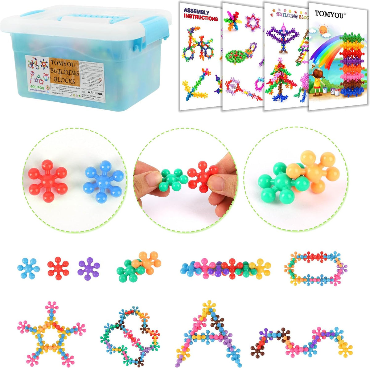 TOMYOU 400 Pieces Building Blocks Kids STEM Toys Educational Classroom