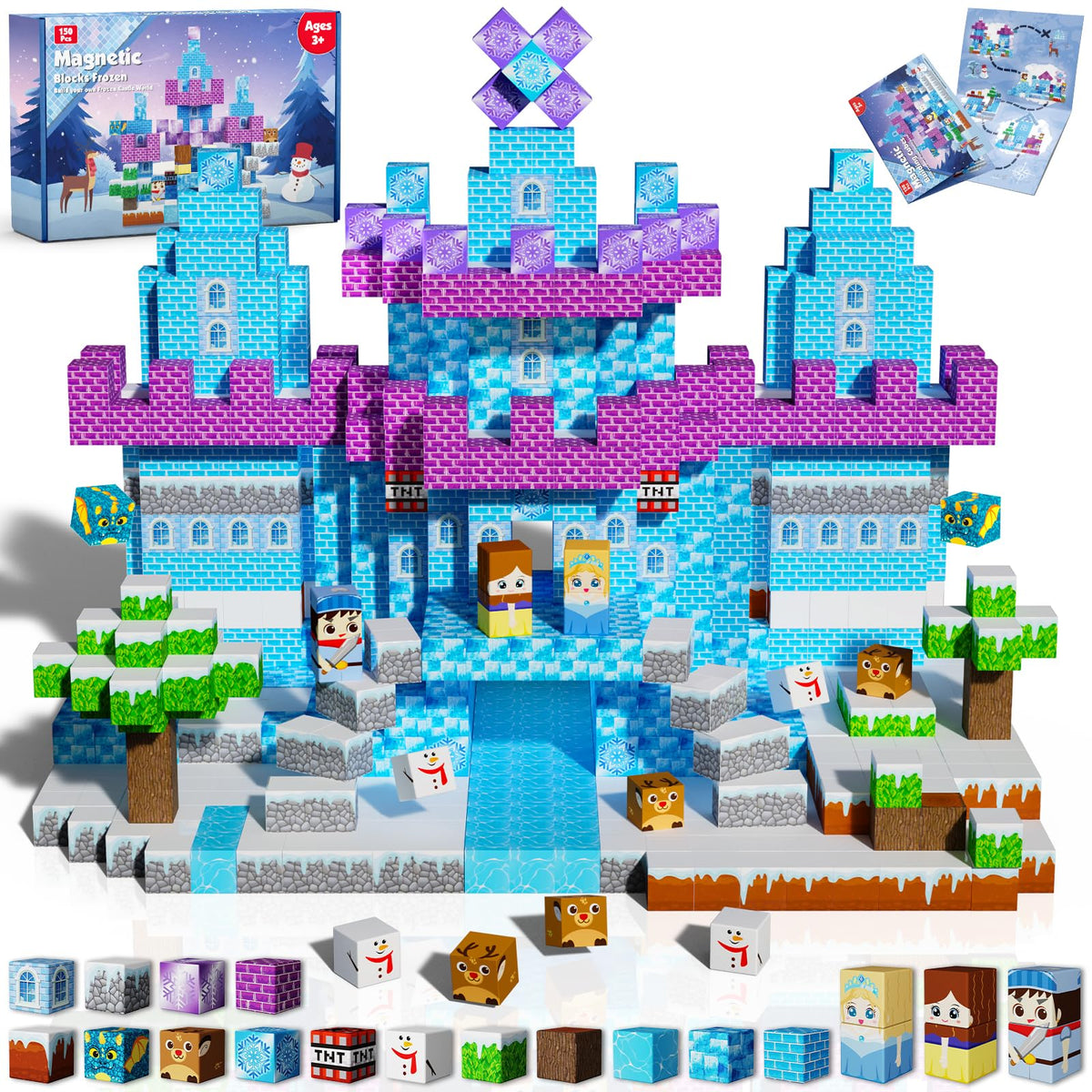 200 PCS Magnetic Blocks with Light Up Blocks - Magnetic Building Blocks, Magnetic Construction Cube Toys, STEM Sensory Learning Toys, Easter Christmas Birthday Gifts for Toddlers Boys and Girls Age 3+
